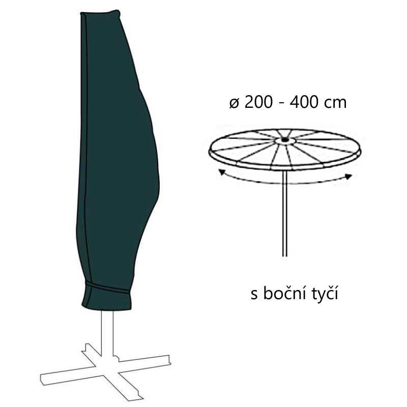 Kryt na slunečník s boční tyčí 2-4m včetně tašky, v. 265 cm x š. 40/70/50 cm