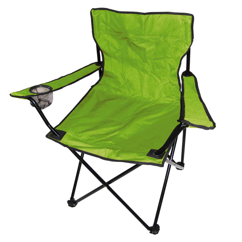 Rybářská židle s držákem nápoje včetně tašky limetkově zelená do 120 kg