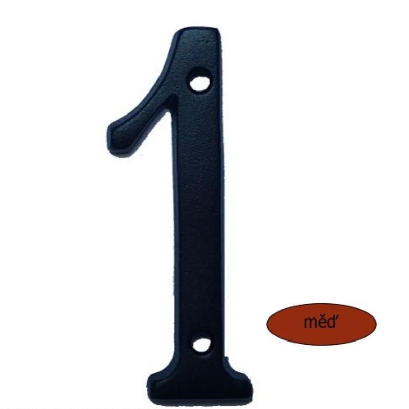 Domovní číslo - kovová číslice "1" - měď 8 cm