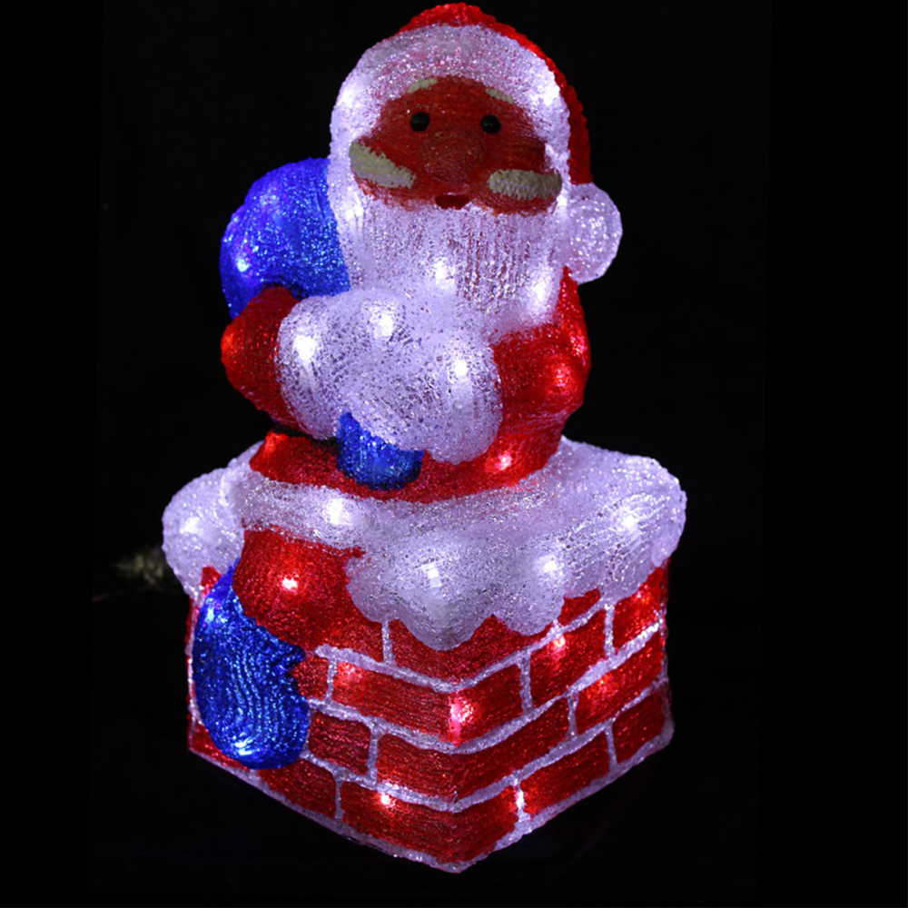 Barevný akrylový Santa Klaus do zásuvky 60 LED studená bílá 20,5x22x38 cm