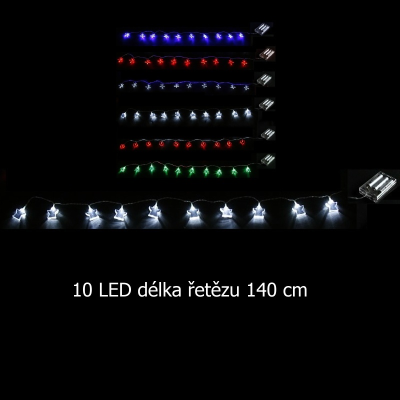 Světelný řetěz na baterie 140 cm 10 LED bílí andělíčci