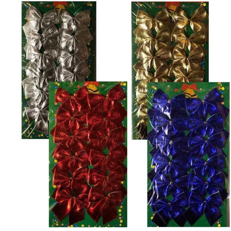 Vánoční mašle na výrobu dekorací 12 ks metalické